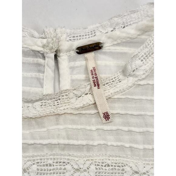 Free People Womens White Lace High Neck Embroidered Pleated Mini Dress Size XS - Picture 10 of 10